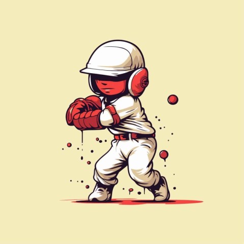 Astronaut with boxing gloves and helmet. Vector illustration in