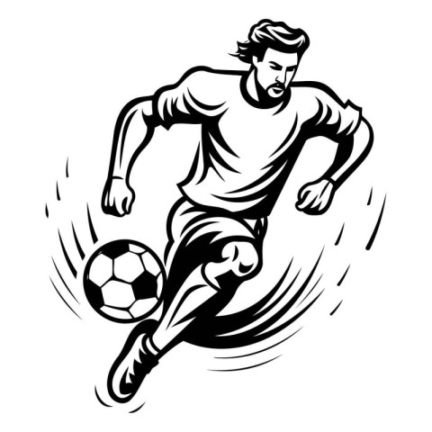 Soccer player with ball. Vector illustration ready for vinyl cut