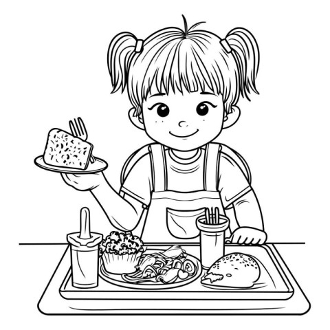 Girl with food design. Kid childhood little people lifestyle and