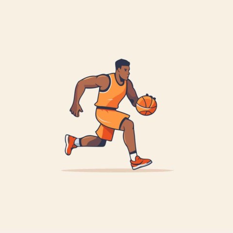 Basketball player in action. Isolated vector illustration on whi