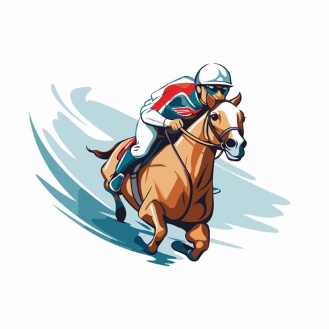 Horse racing. jockey riding a race. vector illustration.