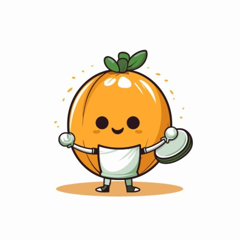 Cute and kawaii pumpkin character with mask and stethoscope