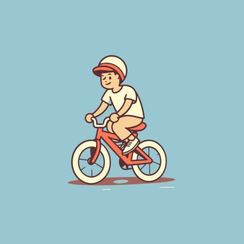 Boy in helmet riding a bicycle. Vector illustration in cartoon s