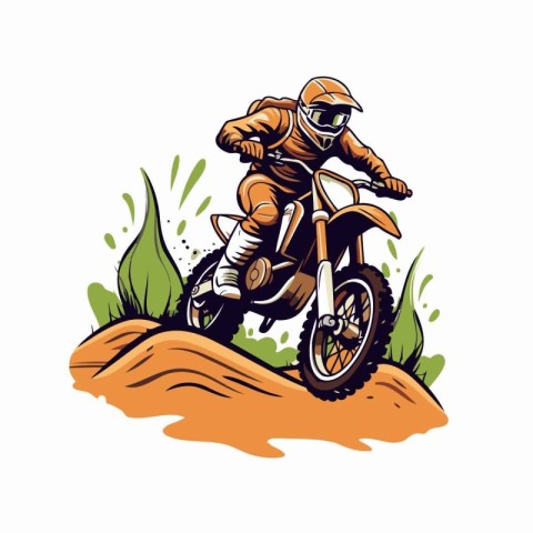 Motocross rider on a motorcycle. Vector illustration of a motocr