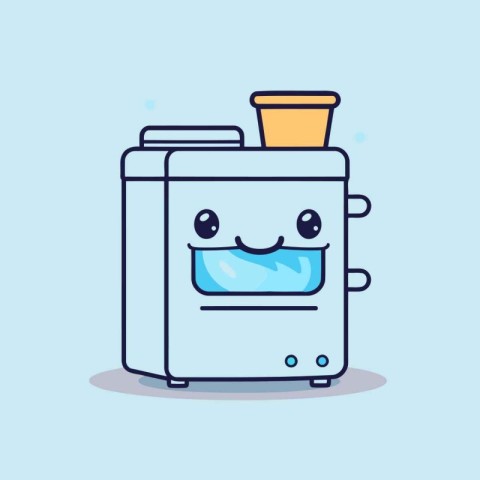 Toaster with smiling face. Vector illustration in cartoon style