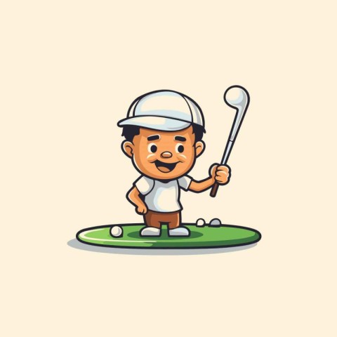 Golfer with a golf club. Vector illustration in cartoon style