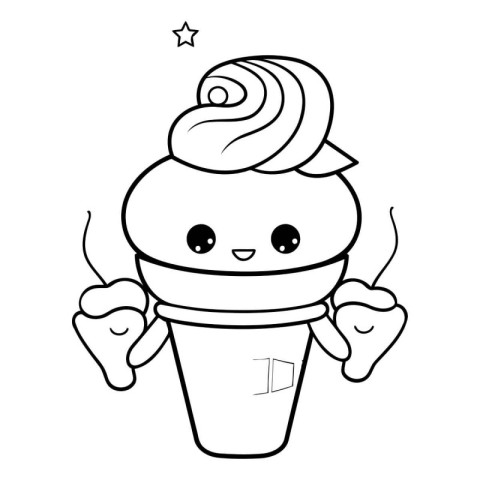 ice cream cartoon design. Kawaii expression cute character funny