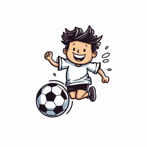 Cartoon soccer player holding a ball. Vector illustration isolat