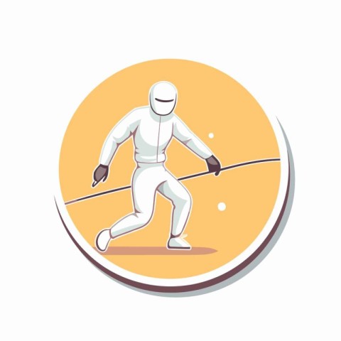 Fencing sport graphic design template. Vector illustration in fl