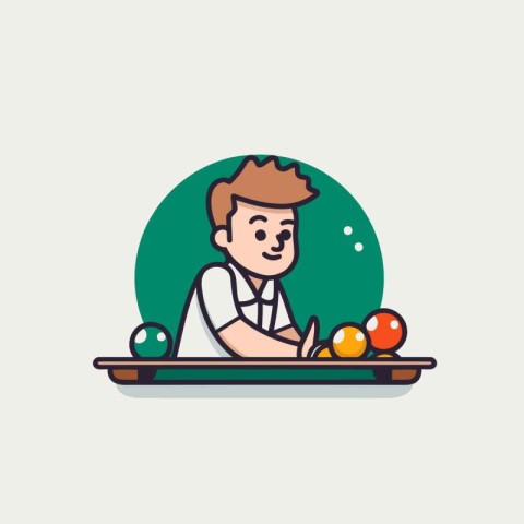 Man playing billiards. Vector illustration in flat design style.