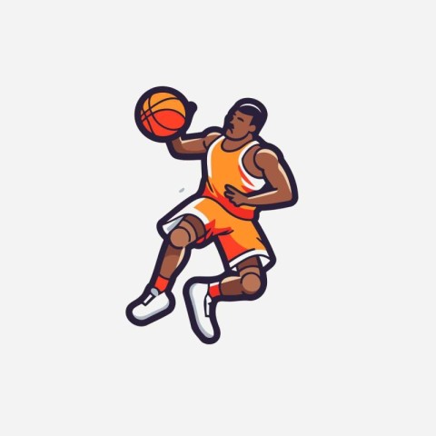 Vector illustration of a basketball player in action isolated on