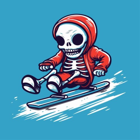 Skull skier. Vector illustration for t-shirt print.