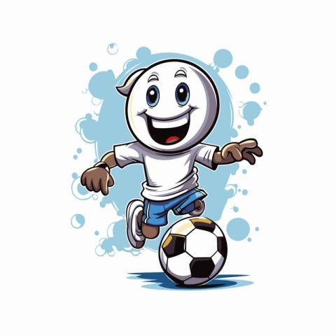 Cartoon soccer player with ball on white background. Vector illu