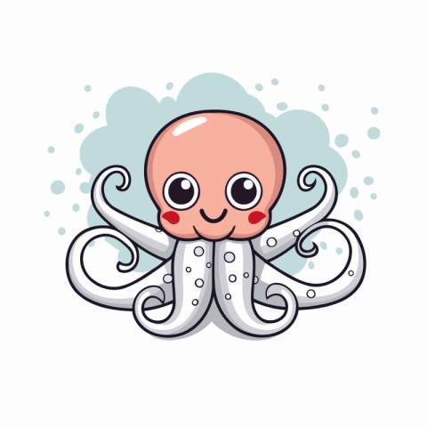 Cute octopus cartoon vector illustration. Cute octopus character