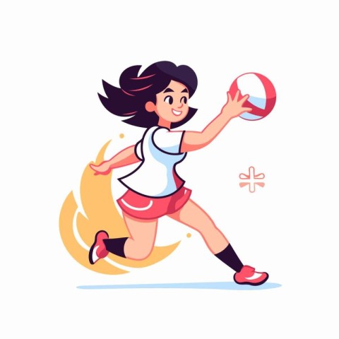 Female volleyball player. Vector illustration in cartoon style o