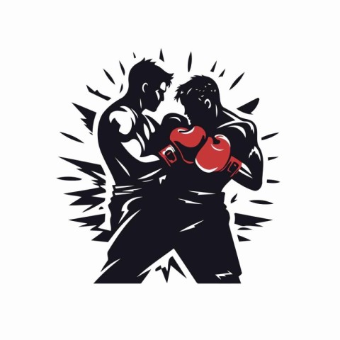 Vector illustration of two boxers fighting on white background.