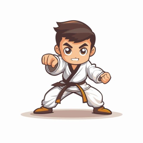 Taekwondo Boy Cartoon Mascot Character Vector Illustration