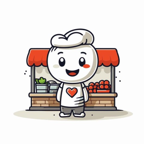 Chef character design. Cute chef mascot design. Vector illustrat