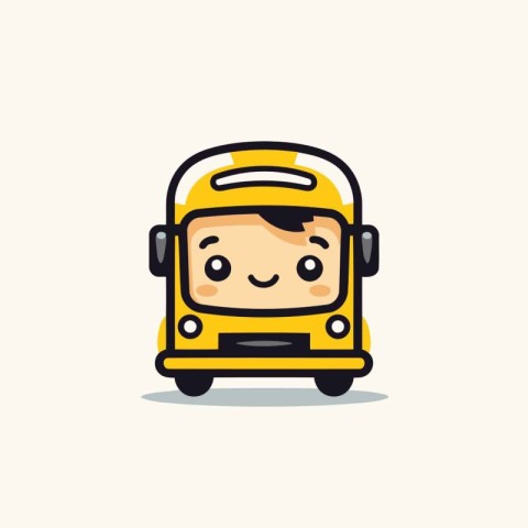 Cute happy school bus cartoon character. Vector flat design illu