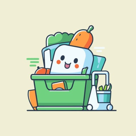 Lunchbox with food. Vector illustration in a flat style.