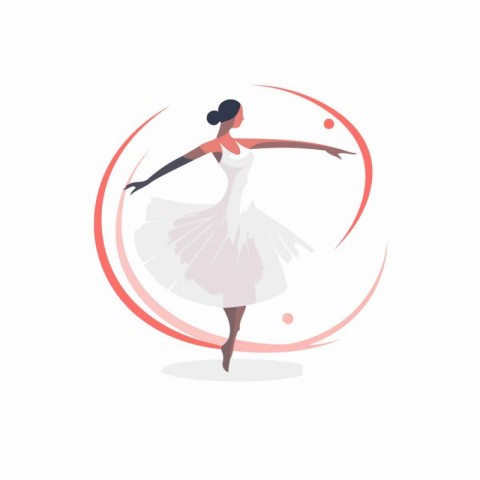 Ballerina in a white tutu dancing in a circle. Vector illustrati