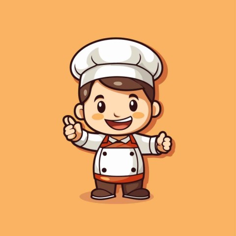 Chef Boy Cartoon Mascot Character Design Vector Illustration.