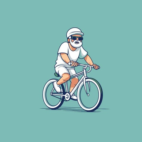 Cyclist in sunglasses riding a bike. Vector illustration in cart