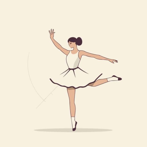 Ballerina in a white tutu dancing. Vector illustration.