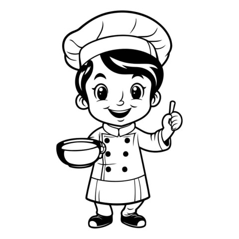 Chef Boy Cartoon Mascot Illustration Isolated on White Backgroun