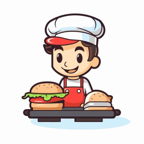 Chef Hamburger and Hamburger Mascot Character Illustration