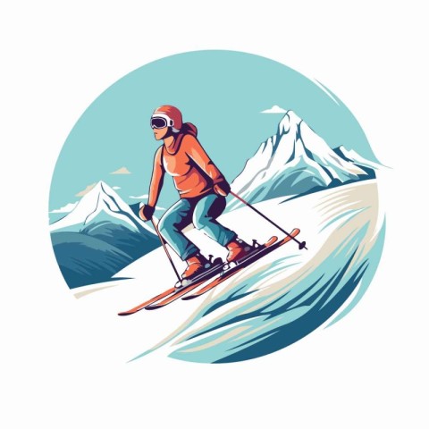 Snowboarder in the mountains. Winter sports. Vector illustration