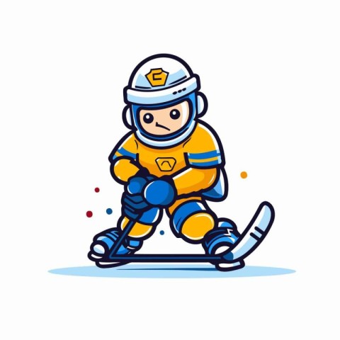 Cartoon ice hockey player. Vector illustration of a cartoon ice