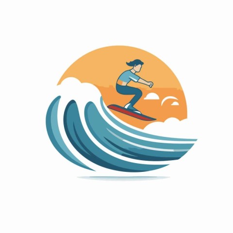 Surfing vector logo. Surfer on the wave. Vector illustration.