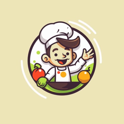 Cute Little Boy Chef Cartoon Mascot Icon Vector Illustration