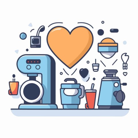 Coffee machine. coffee maker and coffee cup. Vector illustration