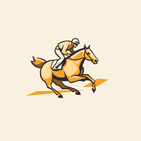 Horse racing vector logo design. Horse jockey riding a horse