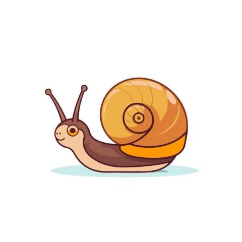 Cute cartoon snail isolated on a white background. Vector illust