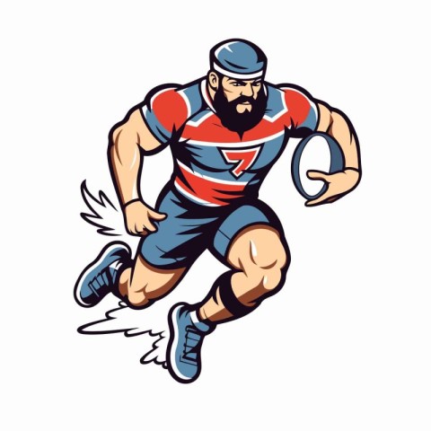 Rugby player running with ball. Vector illustration ready for vi