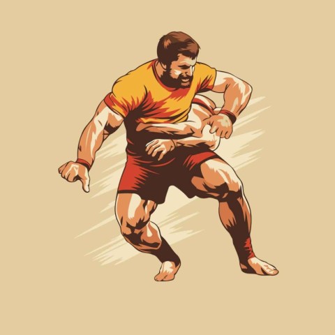 Rugby player. Vector illustration of a rugby player in action.