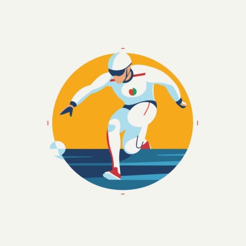 Cricket player in action. Vector illustration in flat style.