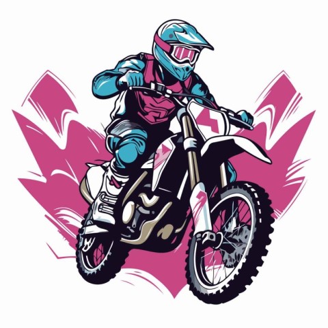 Motocross rider on a motorcycle. Vector illustration of a motorc