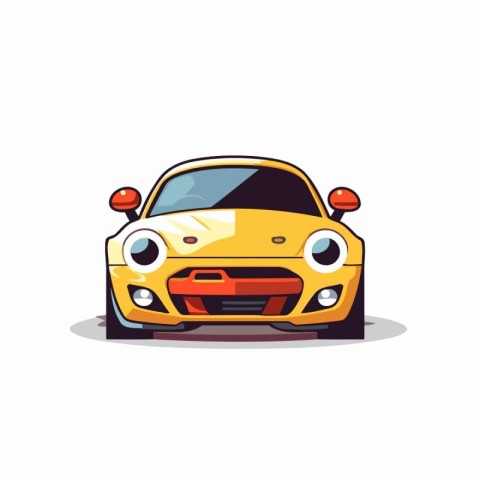 Cartoon sport car with big eyes. Vector illustration in flat sty