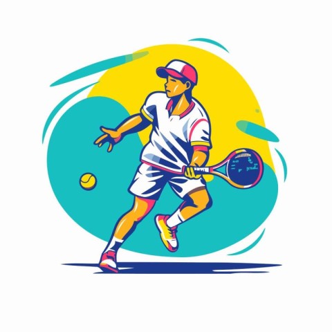 Tennis player action cartoon sport graphic vector. Tennis player