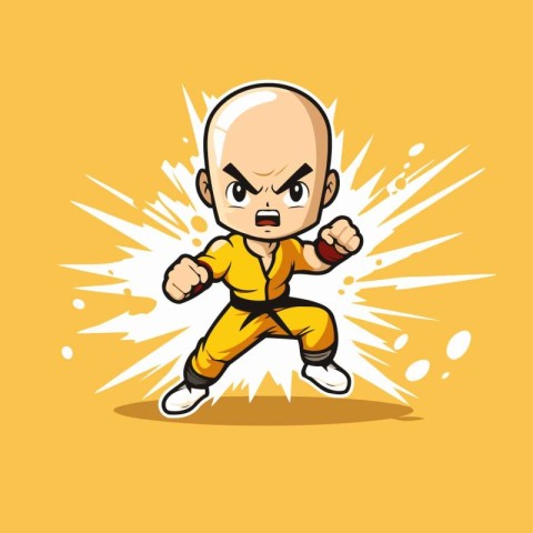 Kung fu fighter vector illustration. Cartoon kung fu fighter.