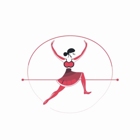 Ballet dancer girl in a red dress and bow. Vector illustration.