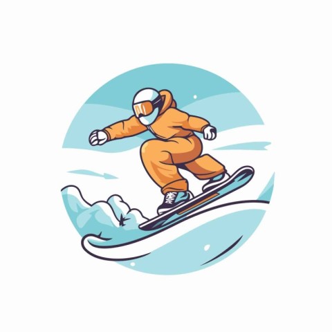 Snowboarder on the snowboard. Vector illustration in a flat styl