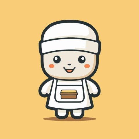 Cute chef cartoon character vector illustration. Cute chef icon.