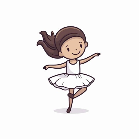 Cute ballerina in white tutu. Vector illustration.