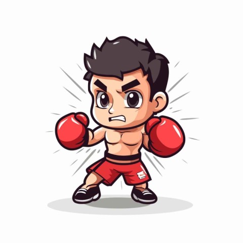 Angry boxer cartoon theme vector art illustration. Isolated on w