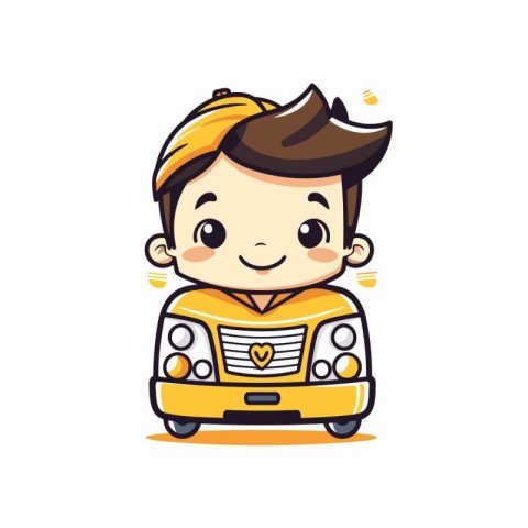 cute little boy driving a car. vector illustration. eps10